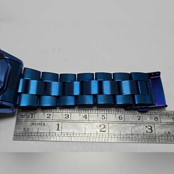 Mens Binbond 46mm Hollow Date Quartz Watch Brillant Blue 30M New Battery - Picture 7 of 10